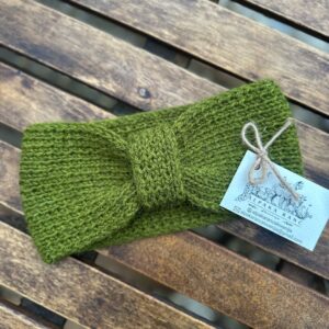 Zimski naglavni trak 100% baby alpaka - olivno zelen