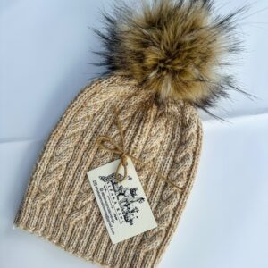 Zimska kapa 100% baby alpaka - melange s cofom