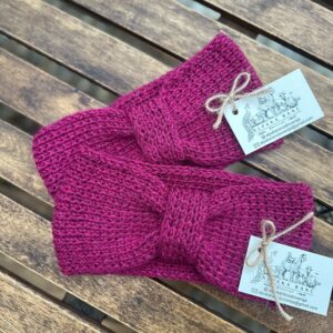 Zimski naglavni trak 100% baby alpaka - malina