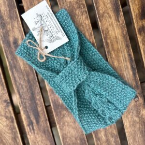 Zimski naglavni trak 100% baby alpaka - baročna morsko zelena